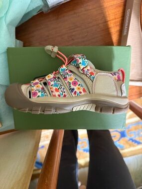Keen Kids Beige Sandal with Multicolor Floral Straps